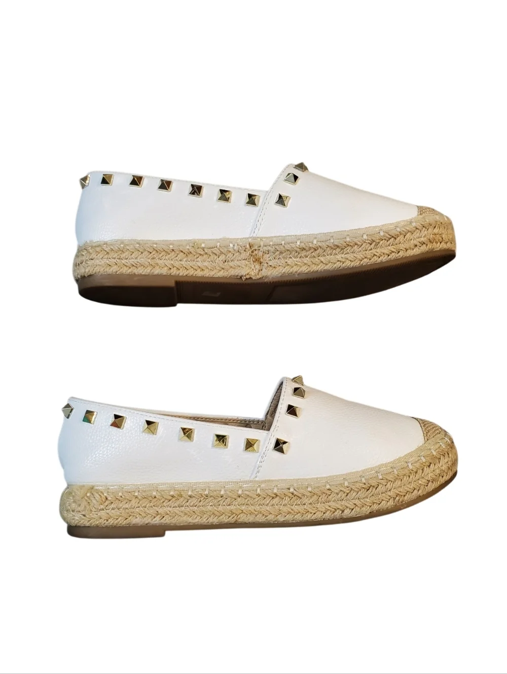 Steven by Steve Madden White Studded Leather Slip-Ons Espadrille Flats Size 9